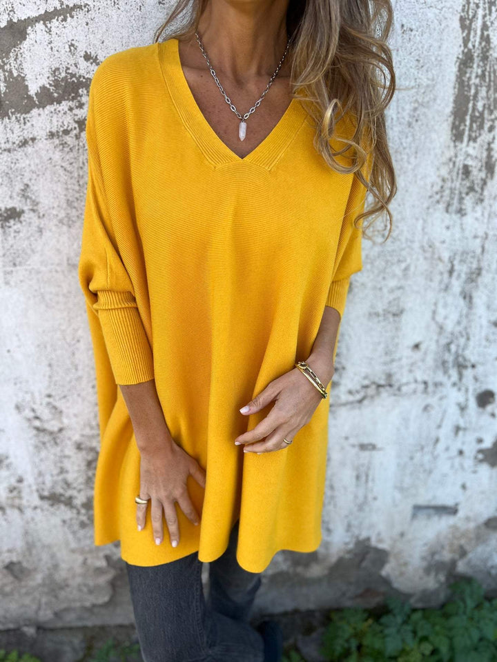 Camisa Folgada com Decote em V e Ombros Caídos