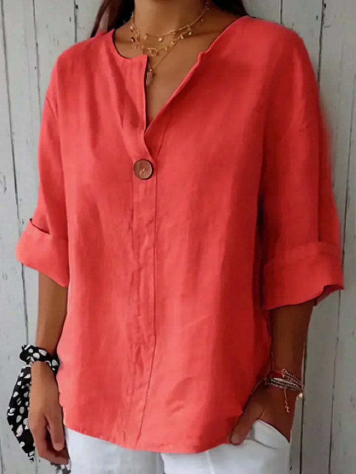 Blusa Casual com Decote em V