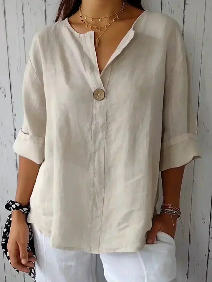 Blusa Casual com Decote em V