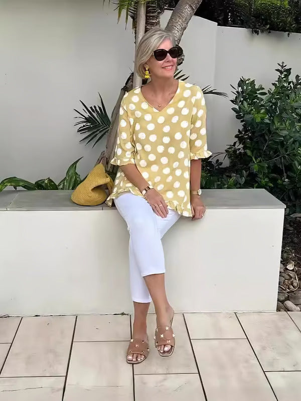 Top Elegante Vintage com Estampado Retro