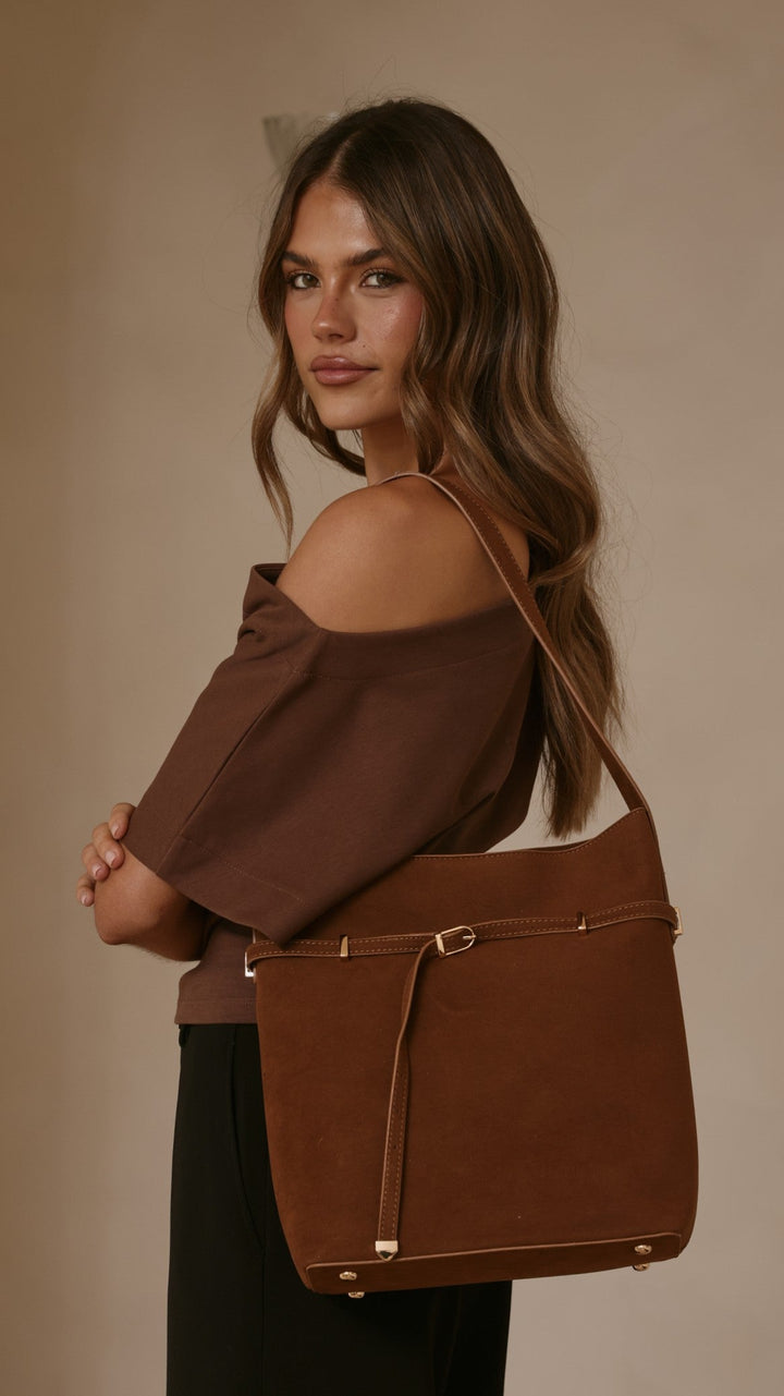 Bolsa Leonie com Fivela - Camurça Castanha
