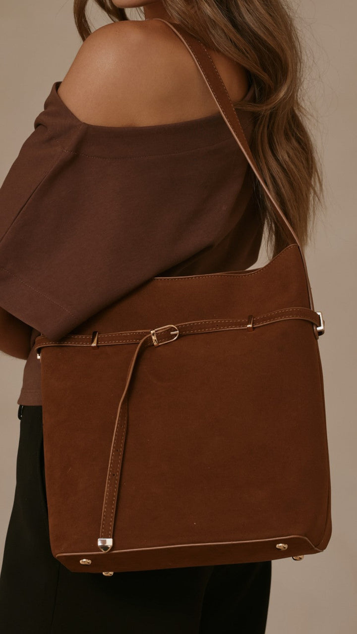 Bolsa Leonie com Fivela - Camurça Castanha