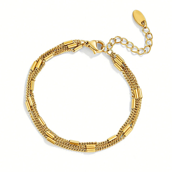 Pulseira Multicamadas em Aço Inoxidável Banhado a Ouro