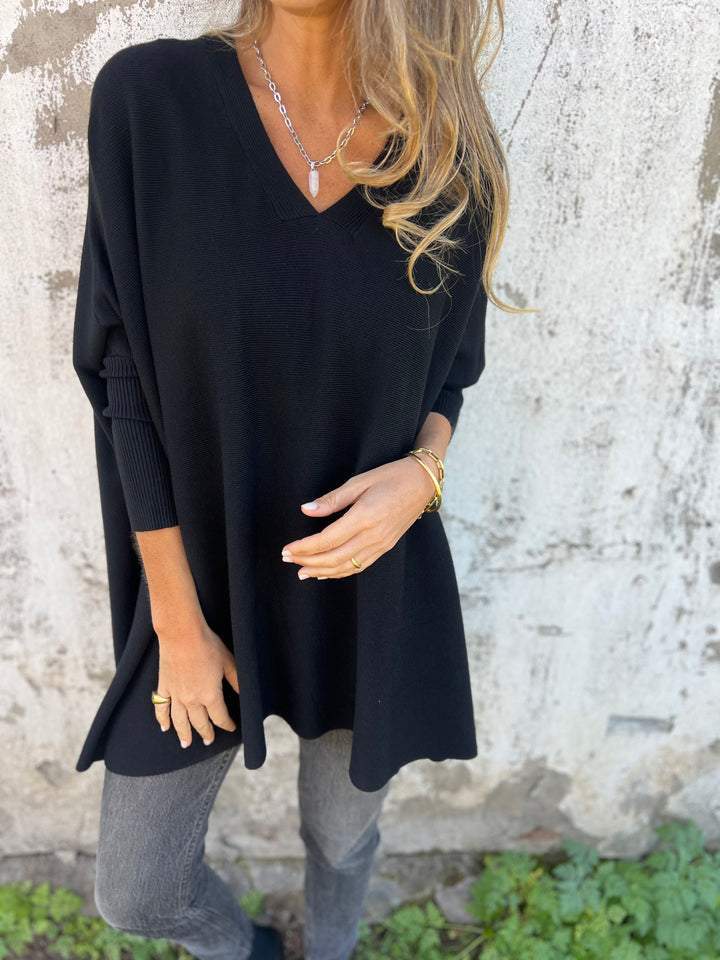Camisa Folgada com Decote em V e Ombros Caídos