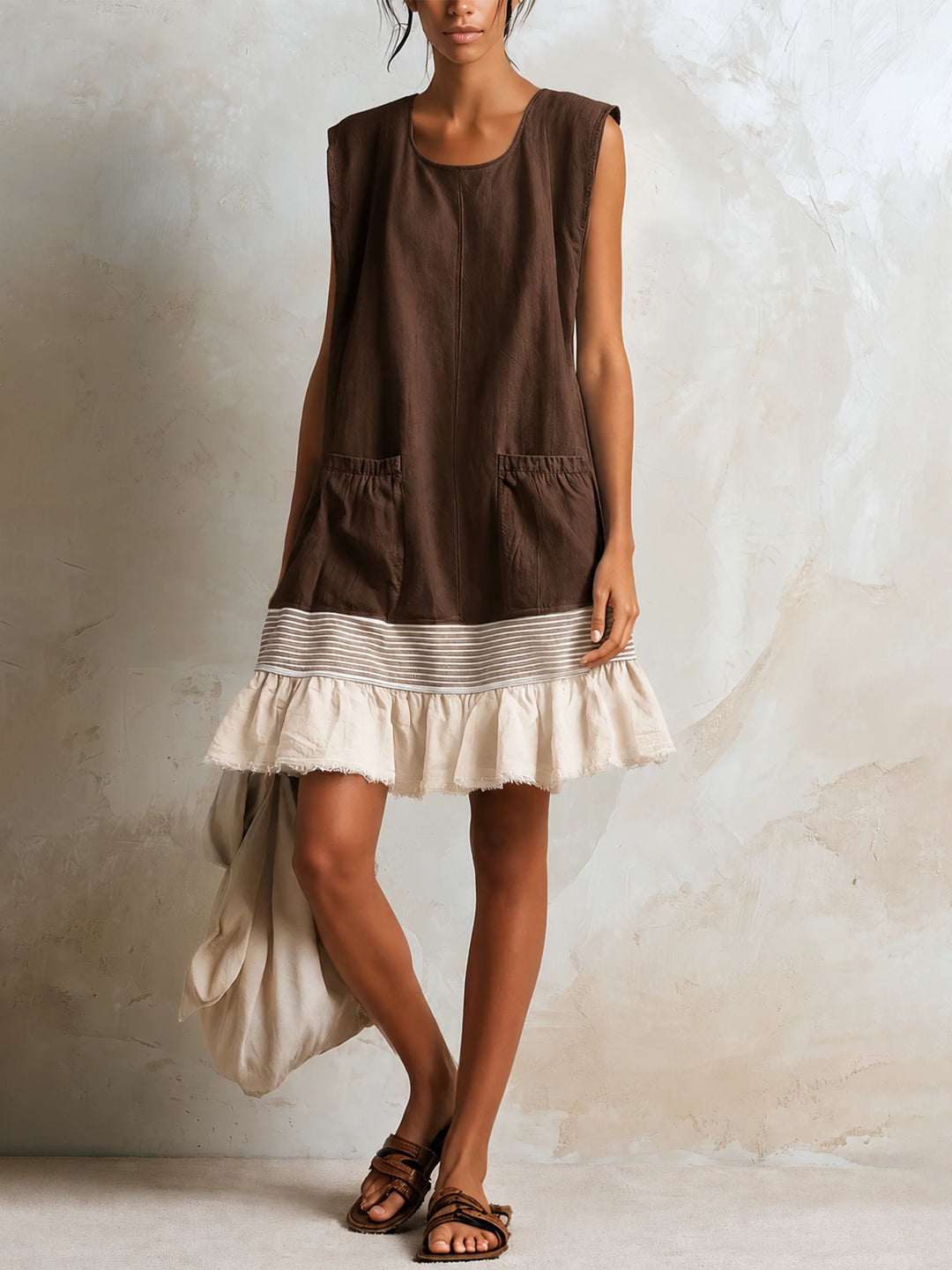 Lia - Vestido Solto com Folho Contrastante