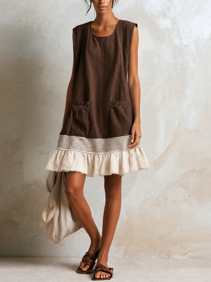 Lia - Vestido Solto com Folho Contrastante