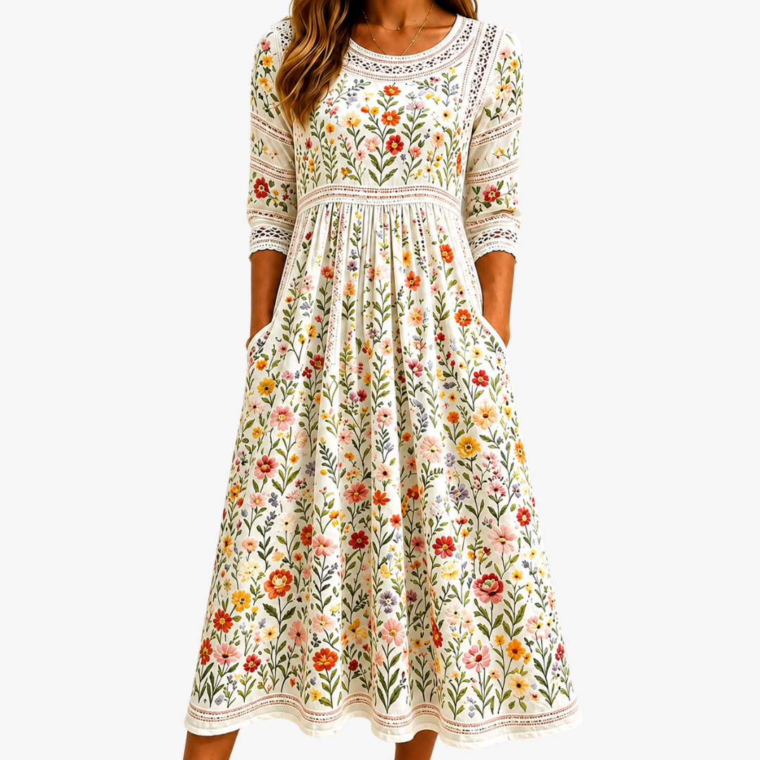 Vestido Midi Flores Silvestres | Charme Natural