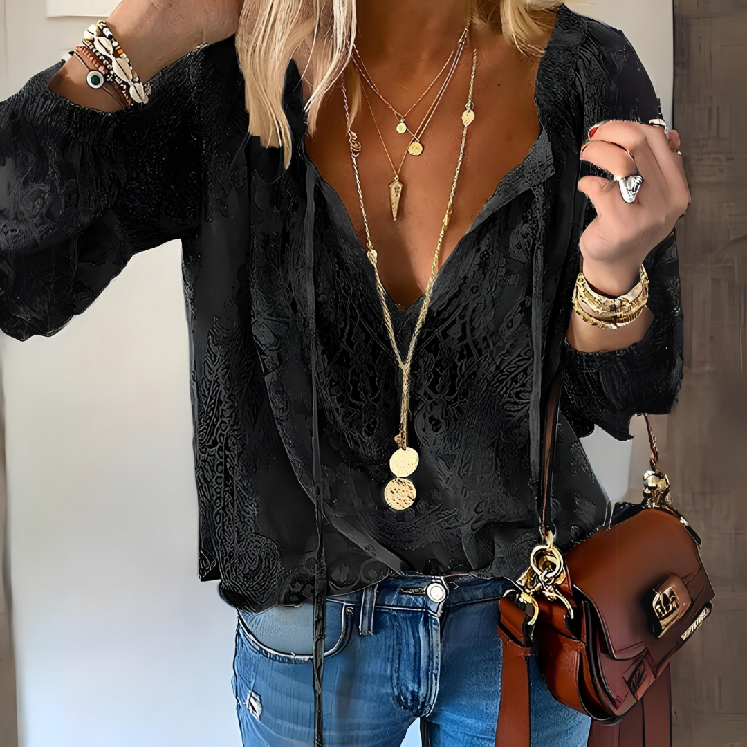 Blusa Boémio Transparente com Detalhe de Crochet