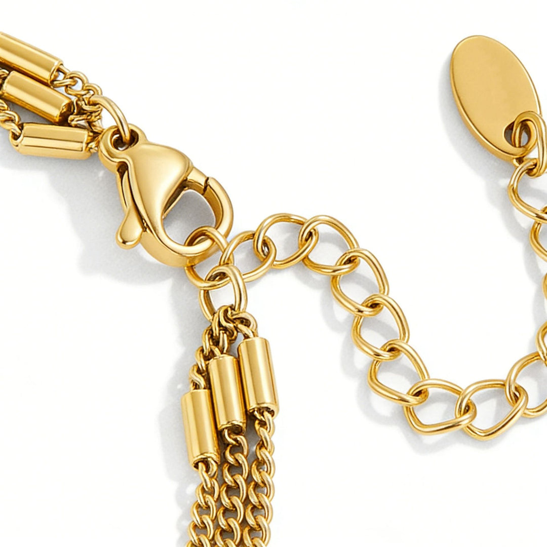 Pulseira Multicamadas em Aço Inoxidável Banhado a Ouro