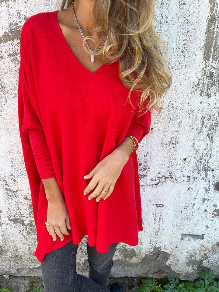Camisa Folgada com Decote em V e Ombros Caídos