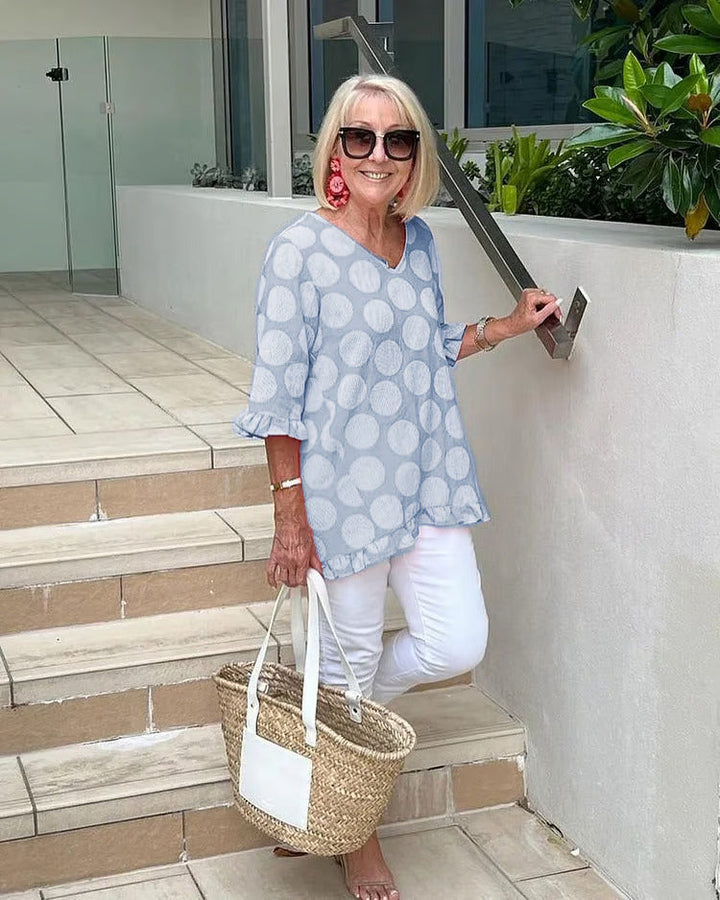 Top Elegante Vintage com Estampado Retro