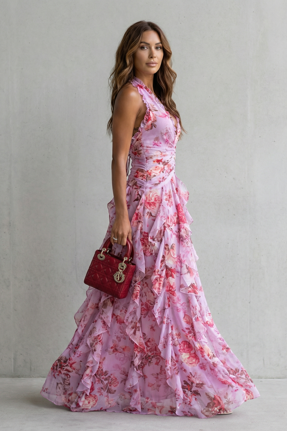 Belladina - Vestido Maxi Cascata de Rosas