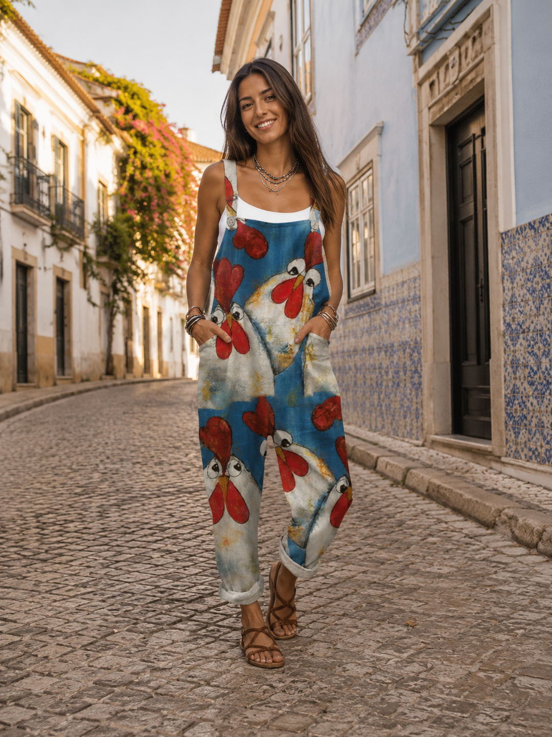 Macacão Estilo Vintage com Estampado