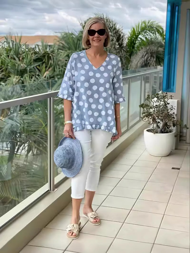 Top Elegante Vintage com Estampado Retro
