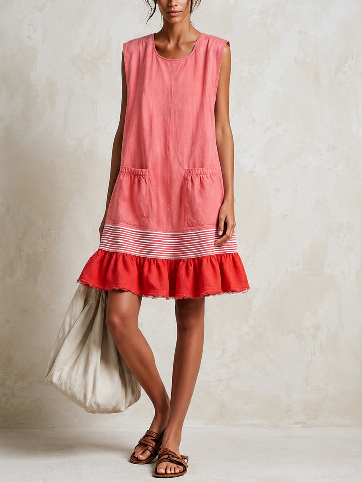 Lia - Vestido Solto com Folho Contrastante