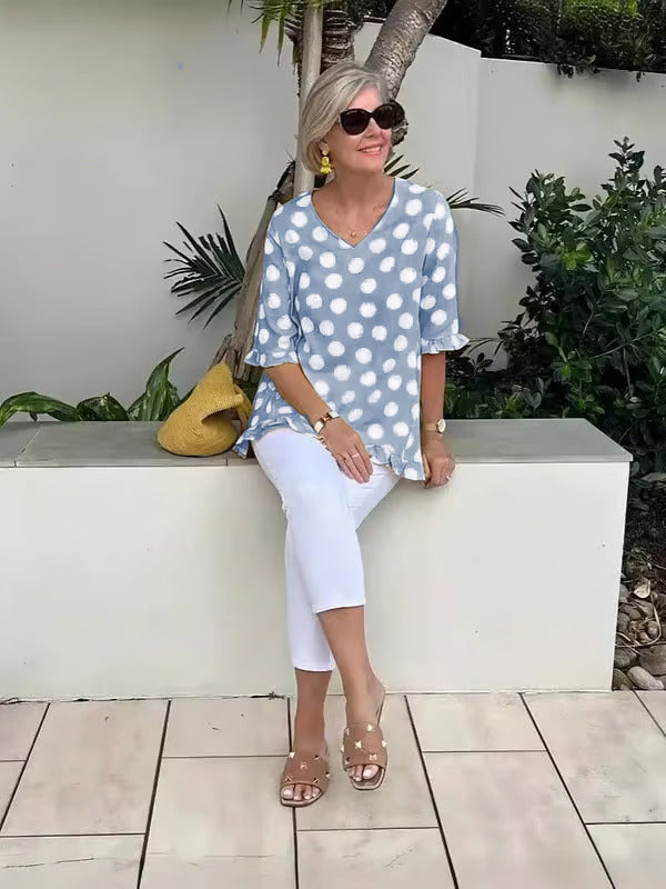 Top Elegante Vintage com Estampado Retro