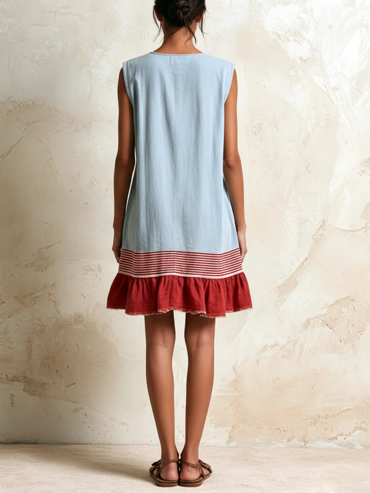 Lia - Vestido Solto com Folho Contrastante