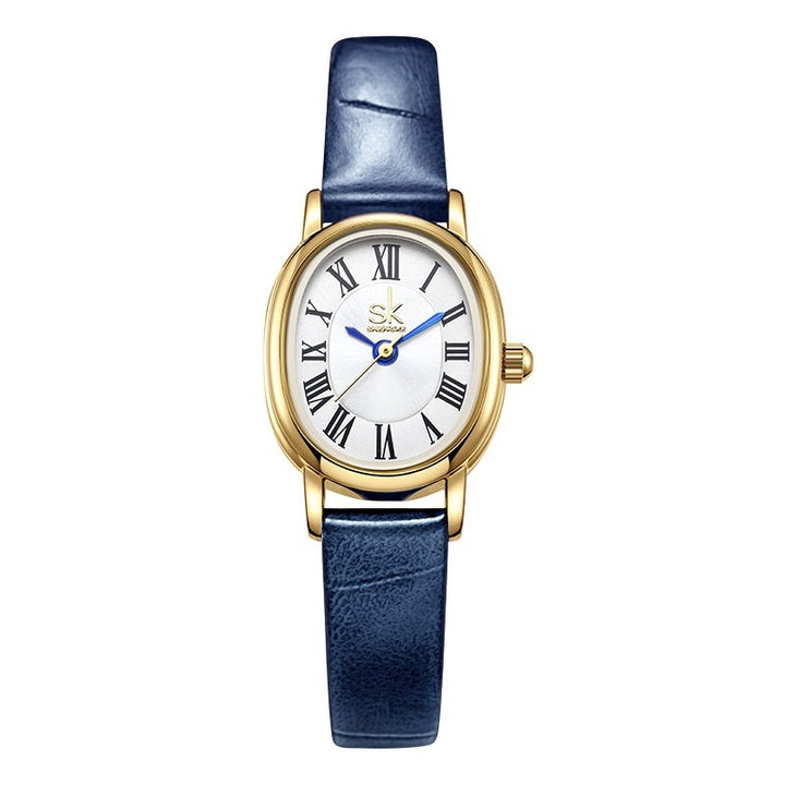 Oval Leather — Relógio Retro com Bracelete em Pele
