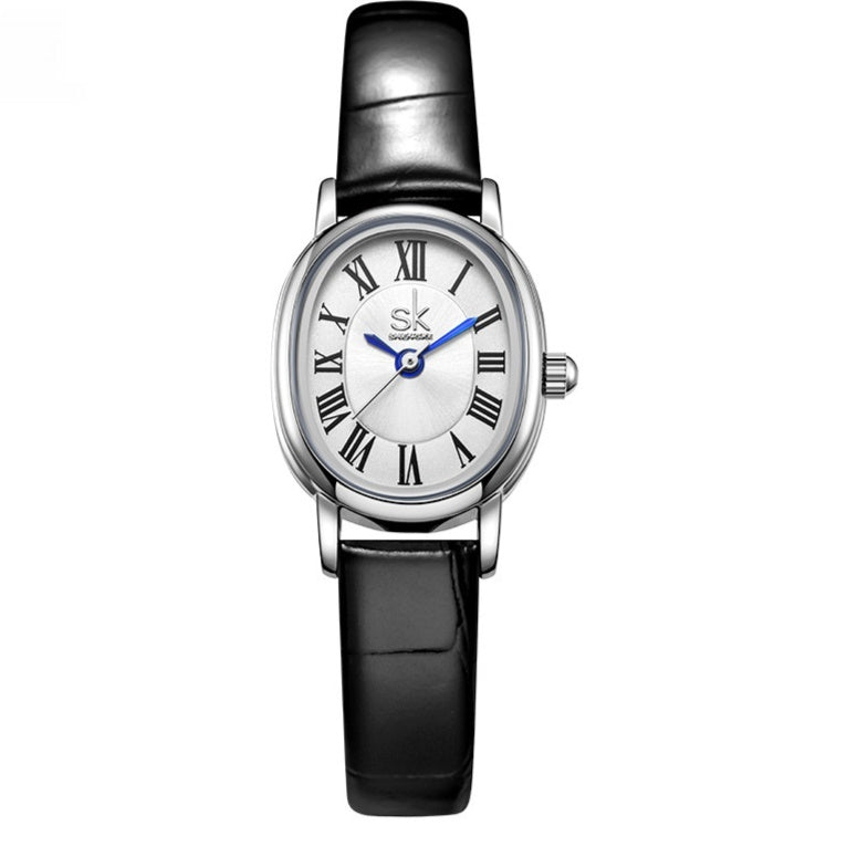 Oval Leather — Relógio Retro com Bracelete em Pele