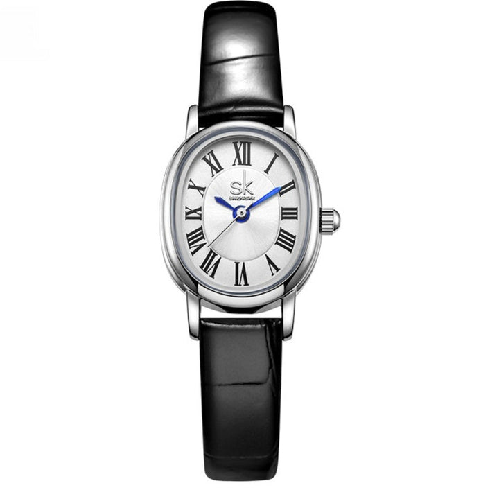 Oval Leather — Relógio Retro com Bracelete em Pele