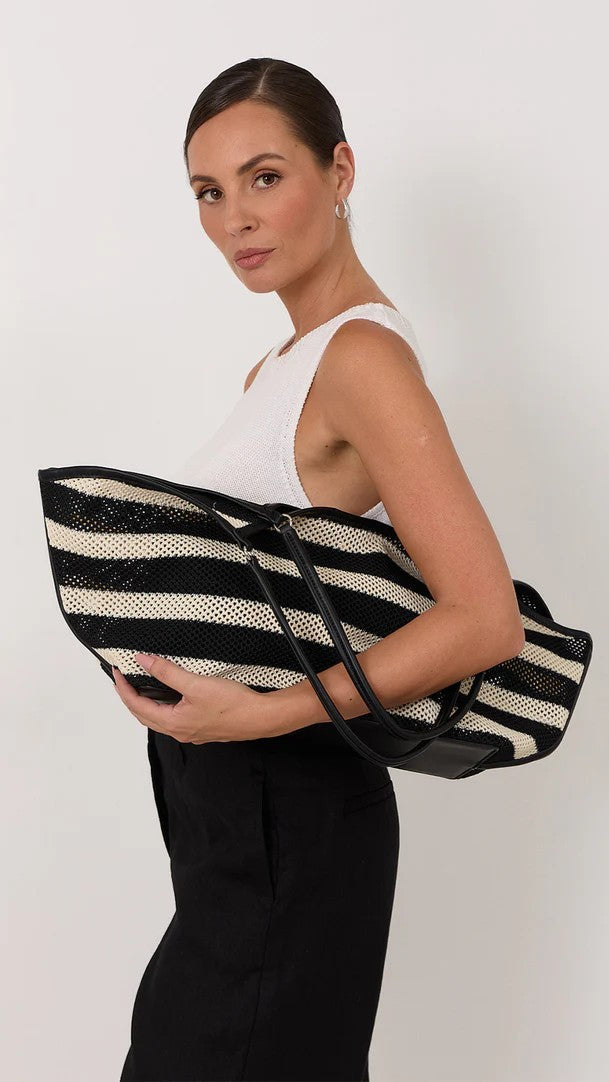 Tote Desportivo Trançado - Preto/Natural