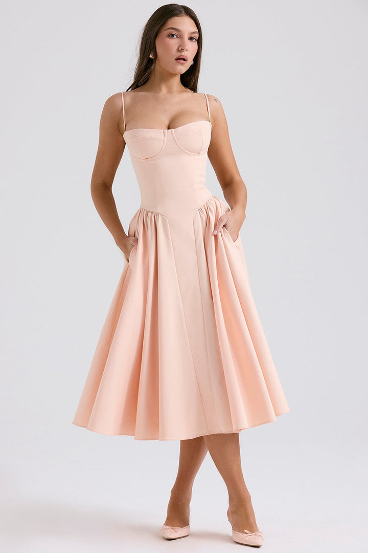 Vestido Midi Estruturado com Sutiã Embutido