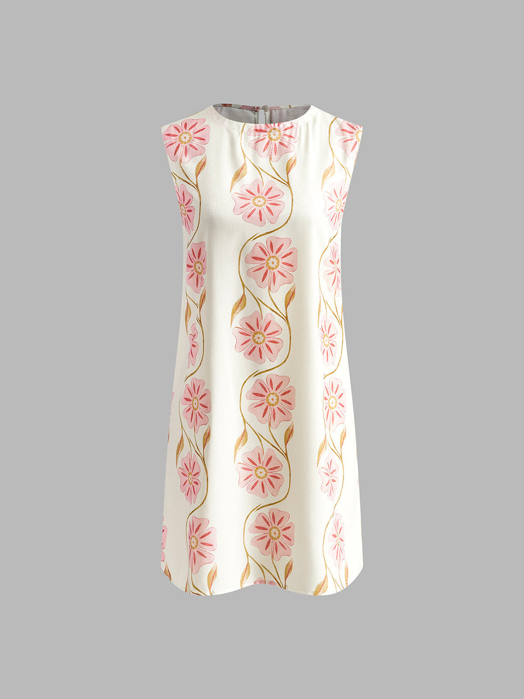 Vestido Mini Sem Mangas com Estampa Floral