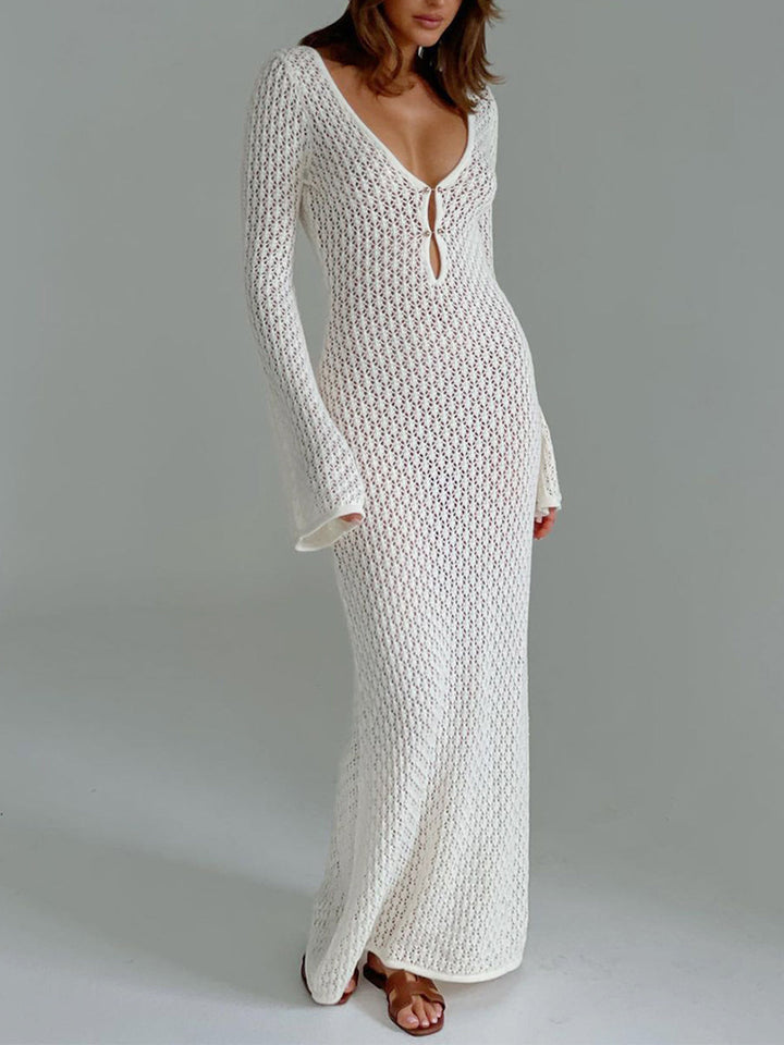 Maxi Vestido de Malha com Costas Descobertas
