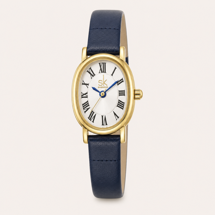 Oval Leather — Relógio Retro com Bracelete em Pele