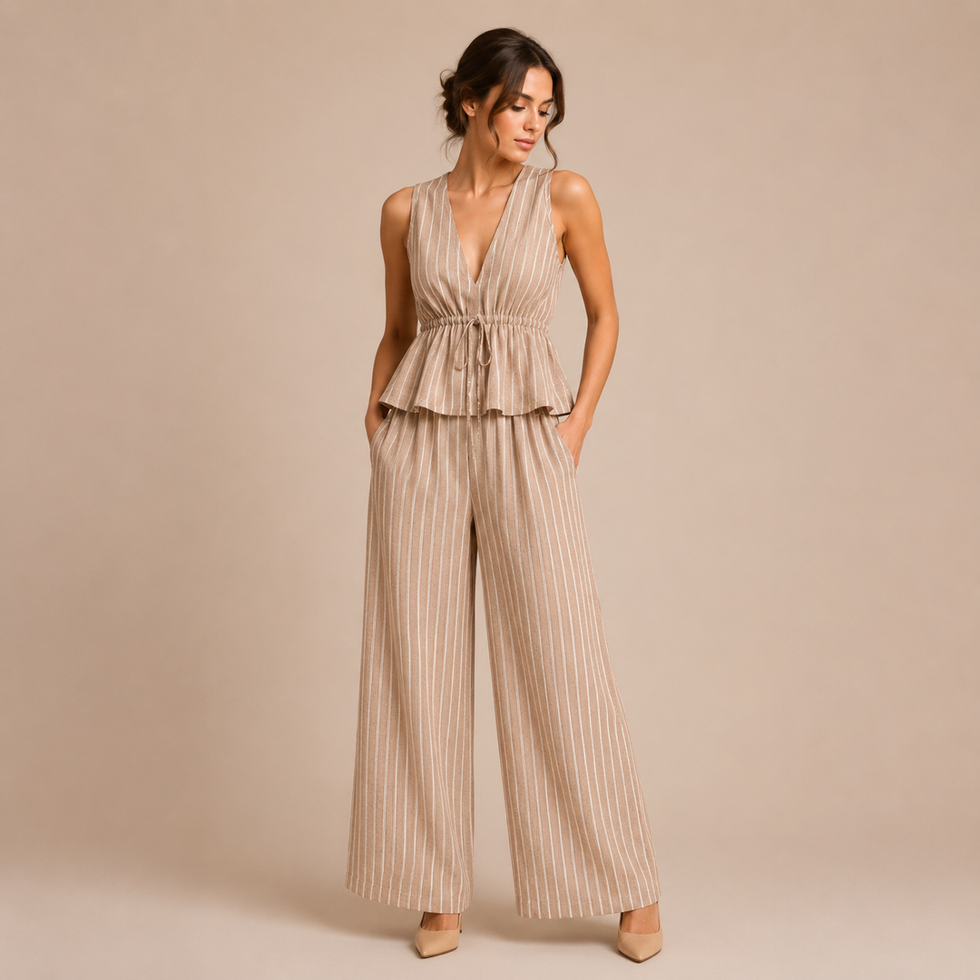 Paloma – Conjunto de Riscas com Top Decote em V