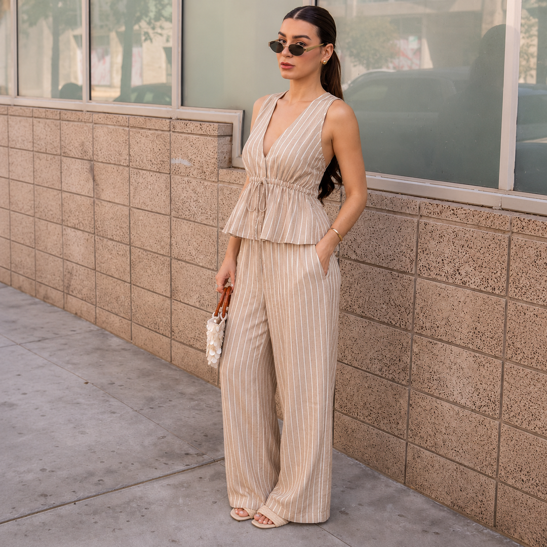 Paloma – Conjunto de Riscas com Top Decote em V