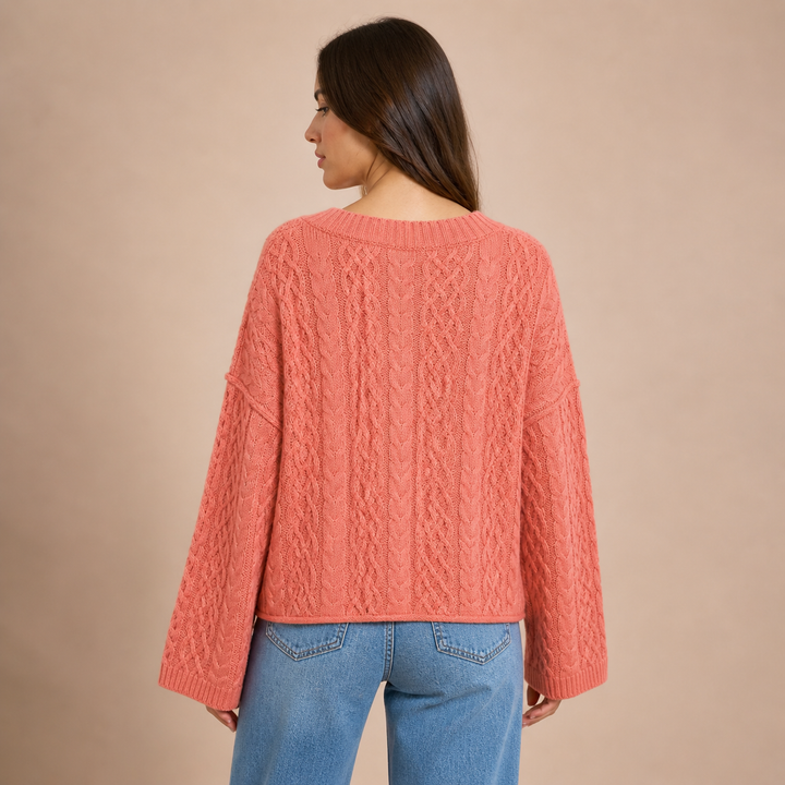 Marisol – Cárdigan de Malha Entrançada Oversize com Essência Clássica Descontraída