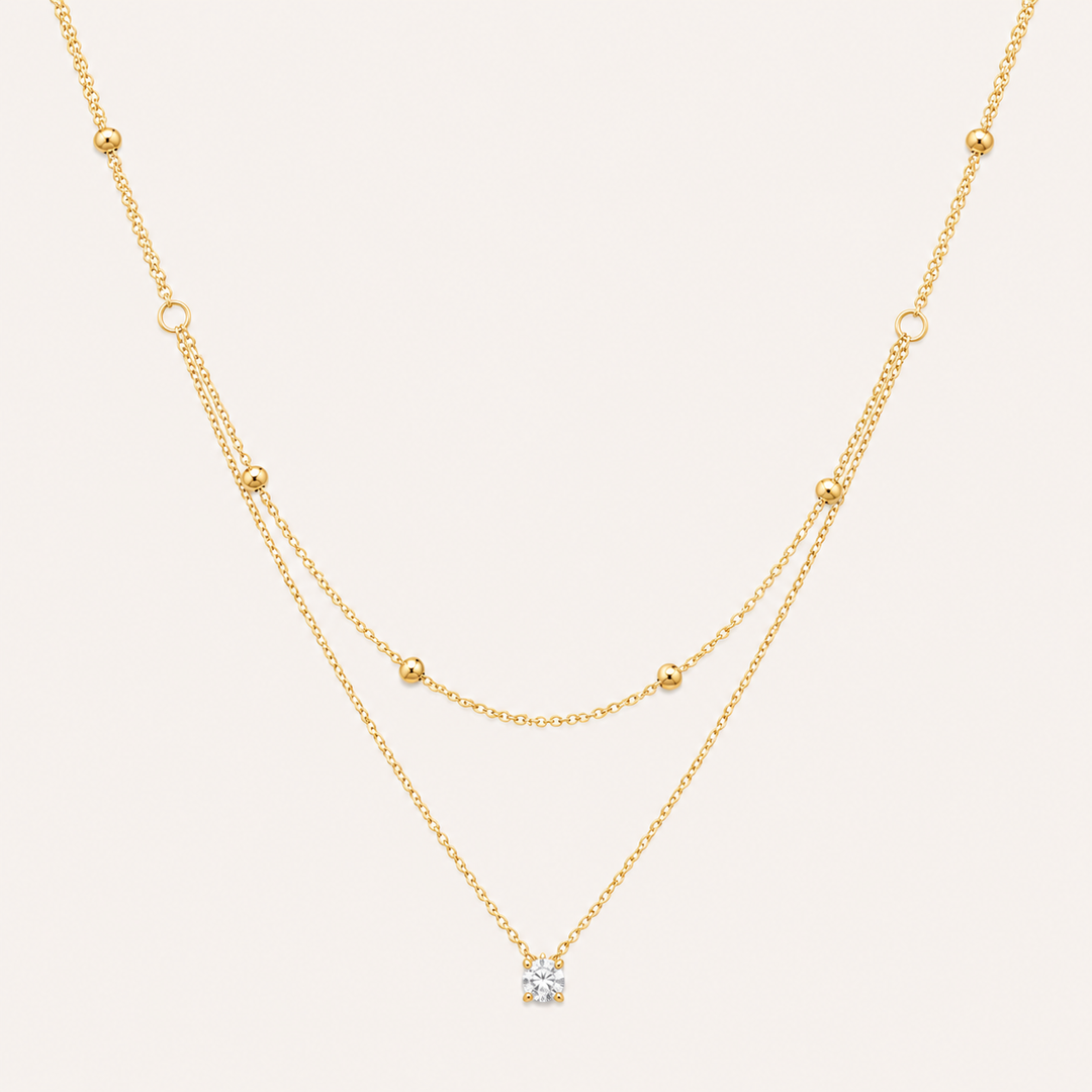 Duet Luxe — Dupla Camada com Pendente Dourado