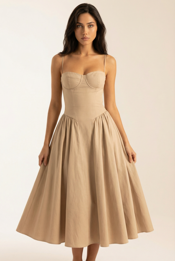Vestido Midi Estruturado com Sutiã Embutido