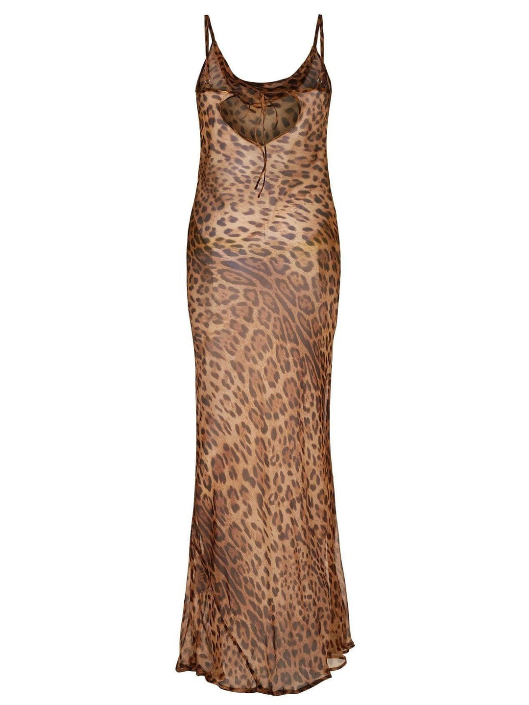 Maxi Vestido de Alças Finas com Estampa de Leopardo Melany
