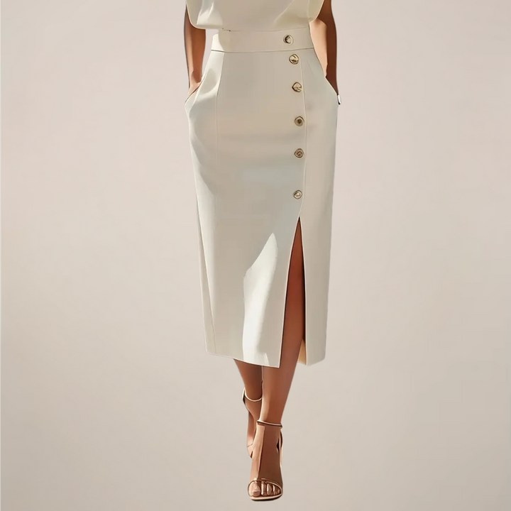 Vestido Midi Sem Mangas com Detalhe em Botões