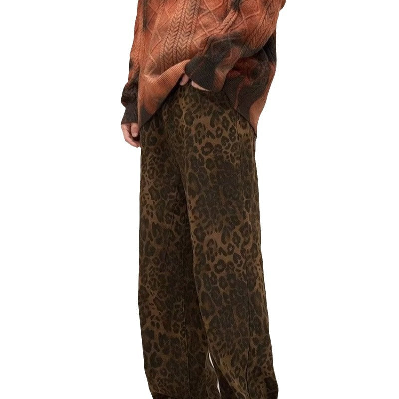 Calças de Ganga com Estampado de Leopardo