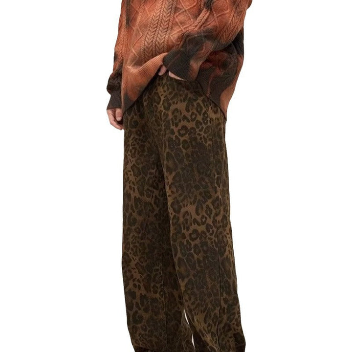 Calças de Ganga com Estampado de Leopardo