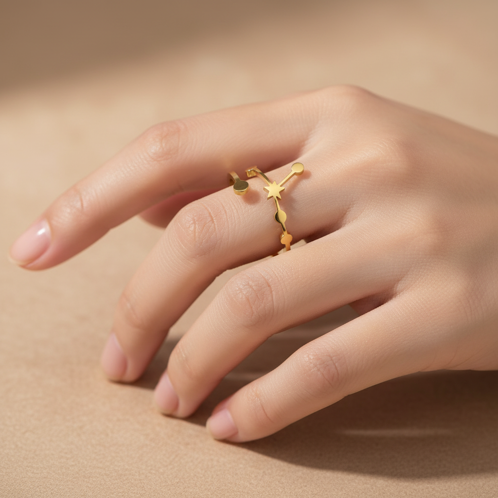Anel Minimalista Estrela Dourada