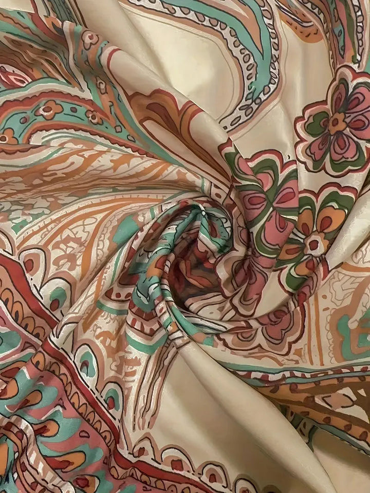 Calças de Perna Larga de Cintura Alta com Estampado Paisley