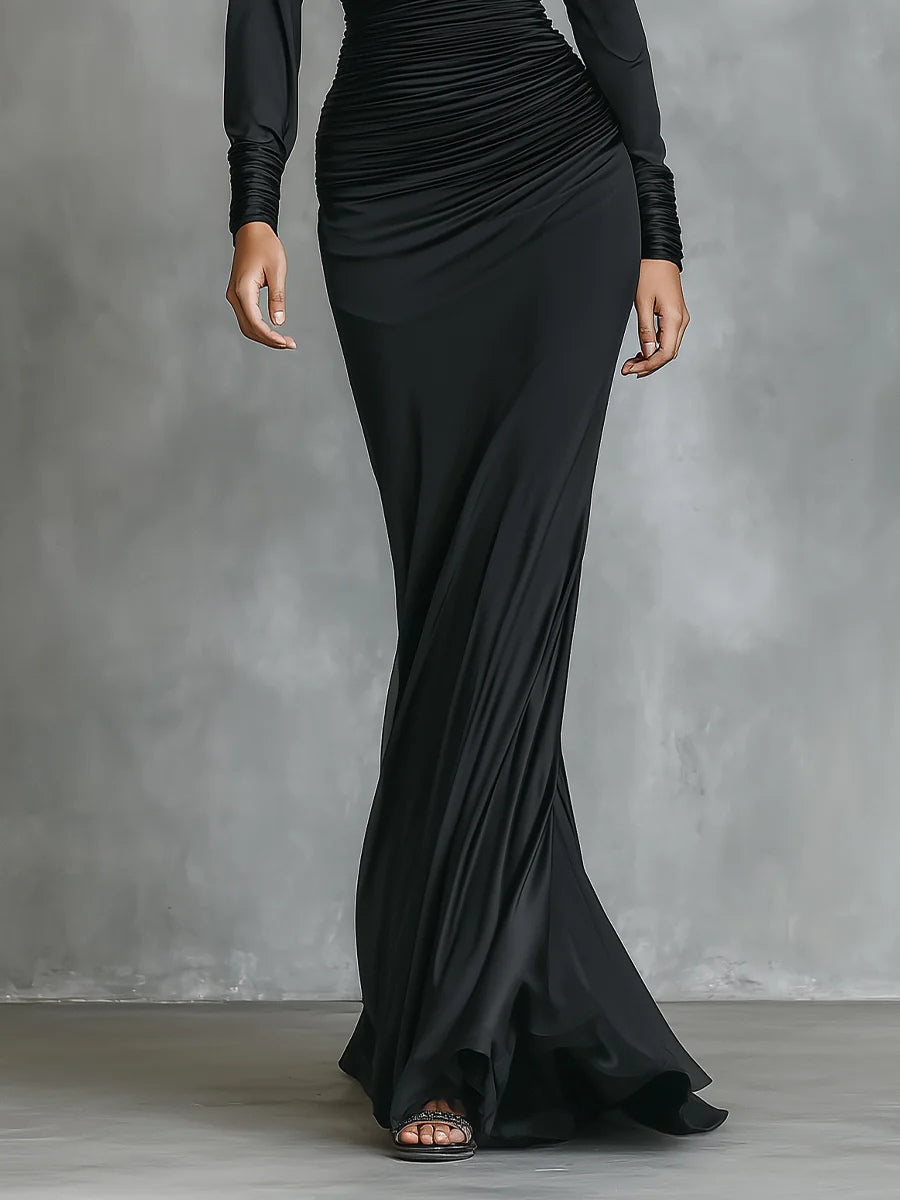 Celina | Maxi Vestido de Cetim Preto