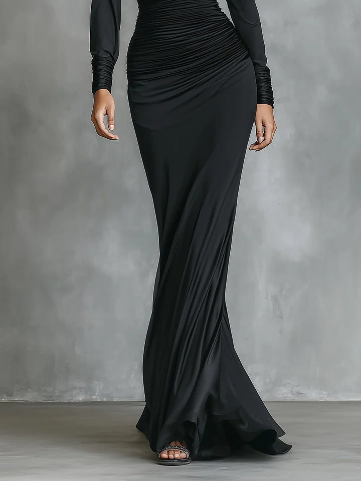 Celina | Maxi Vestido de Cetim Preto
