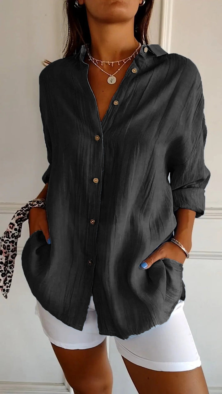 Camisa Casual de Manga Comprida com Botões