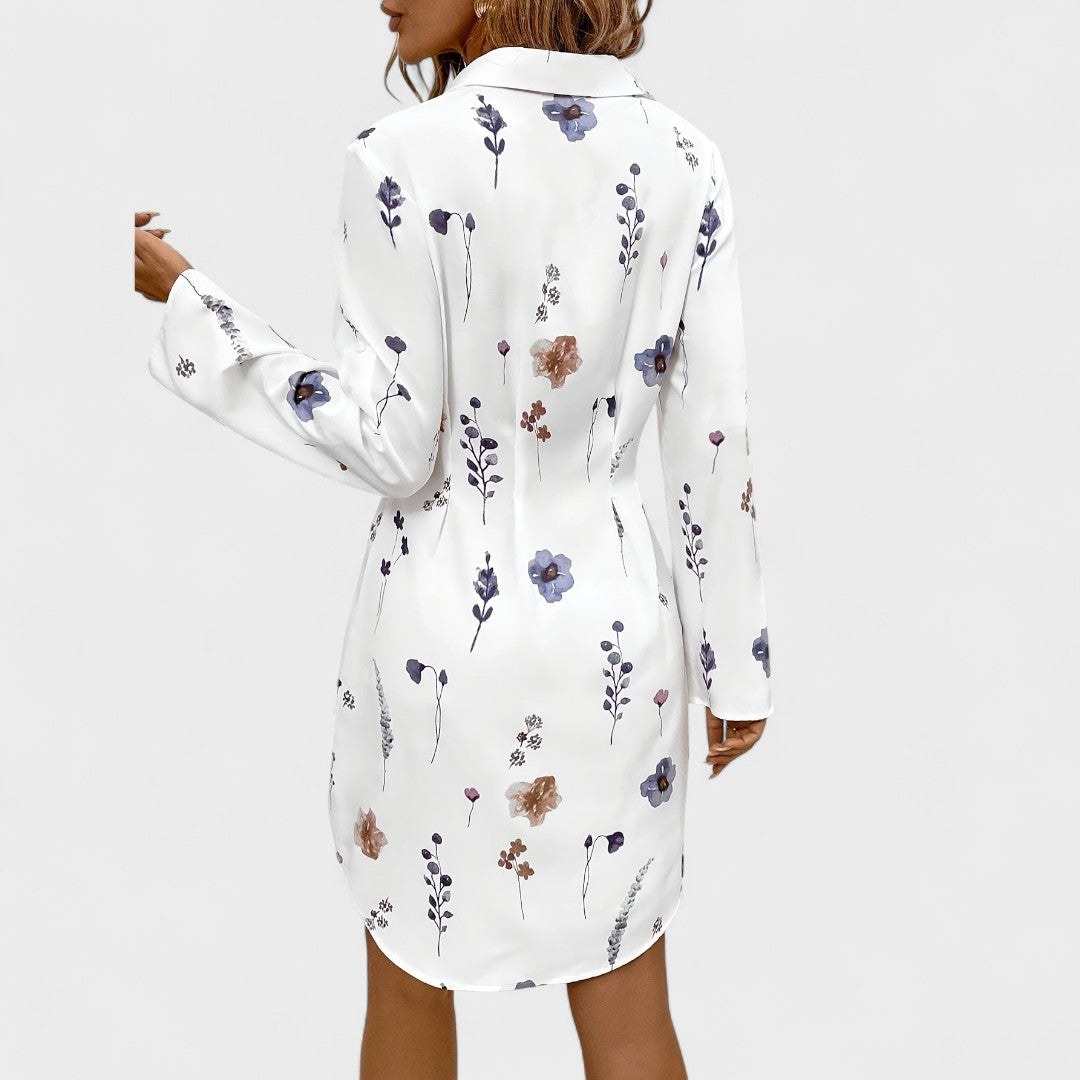 Noémia - Vestido camisa floral elegante