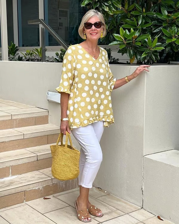Top Elegante Vintage com Estampado Retro