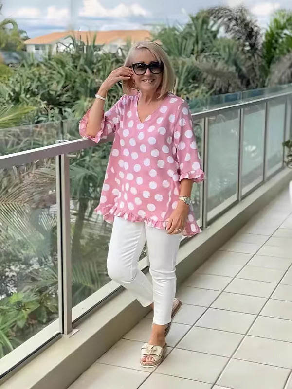 Top Elegante Vintage com Estampado Retro