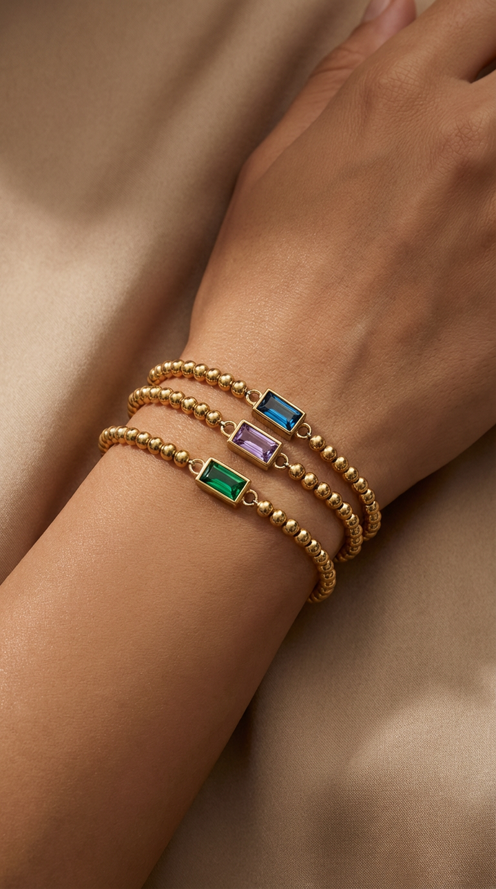 Celeste - Pulseira Birthstone com Contas