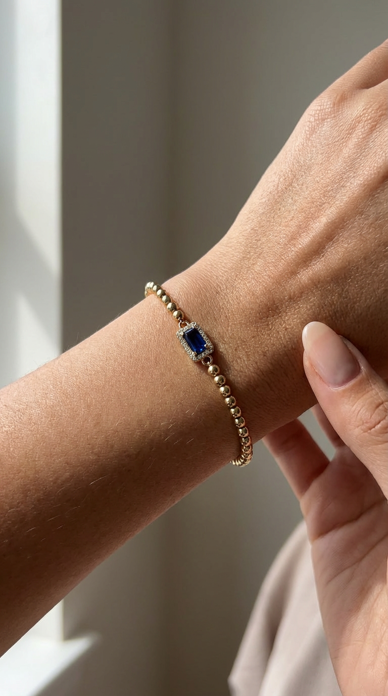 Celeste - Pulseira Birthstone com Contas