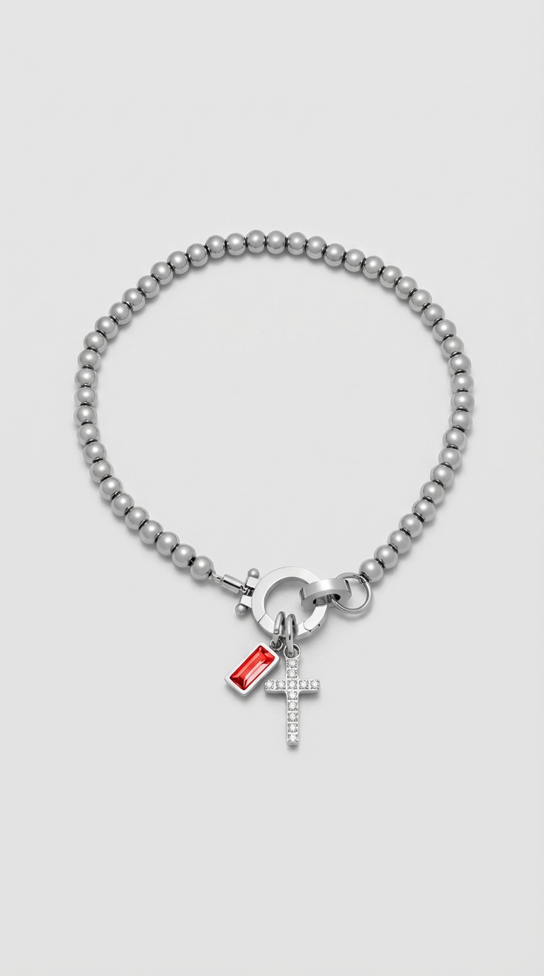 Faith - Pulseira de Contas com Charm de Pedra Natal