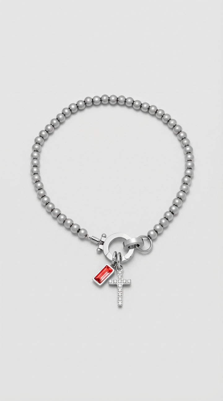 Faith - Pulseira de Contas com Charm de Pedra Natal